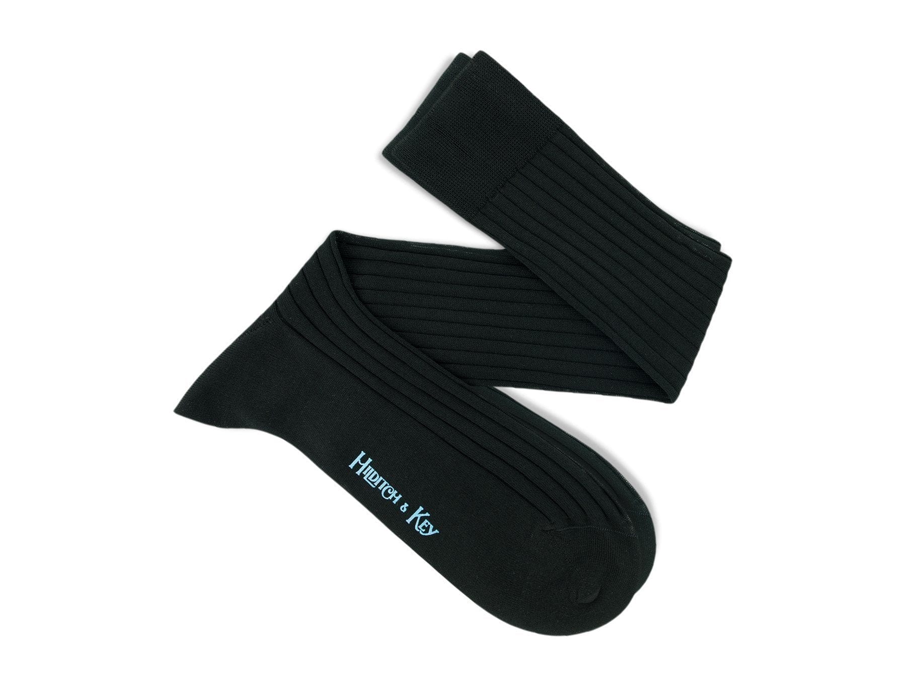 Long Plain Black Cotton Socks