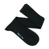Long Plain Black Cotton Socks
