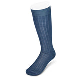 Long Plain Blue Cotton Socks