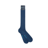 Long Plain Blue Cotton Socks