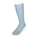 Long Plain Light Blue Cotton Socks