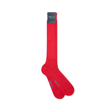 Long Plain Red Cotton Socks
