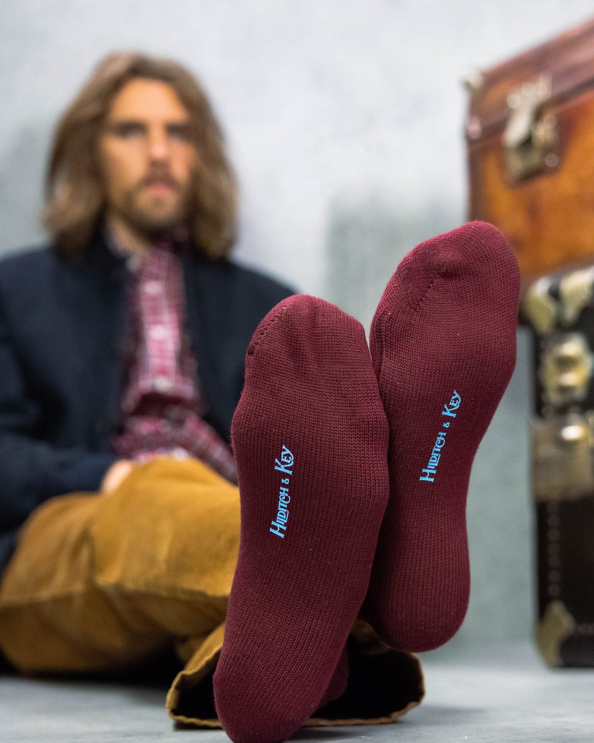 Long Wine Wool Socks
