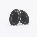 Longmire Sterling Silver Cufflink Double Oval Black On Black