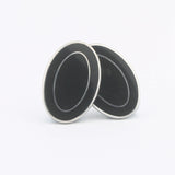 Longmire Sterling Silver Cufflink Double Oval Black On Black