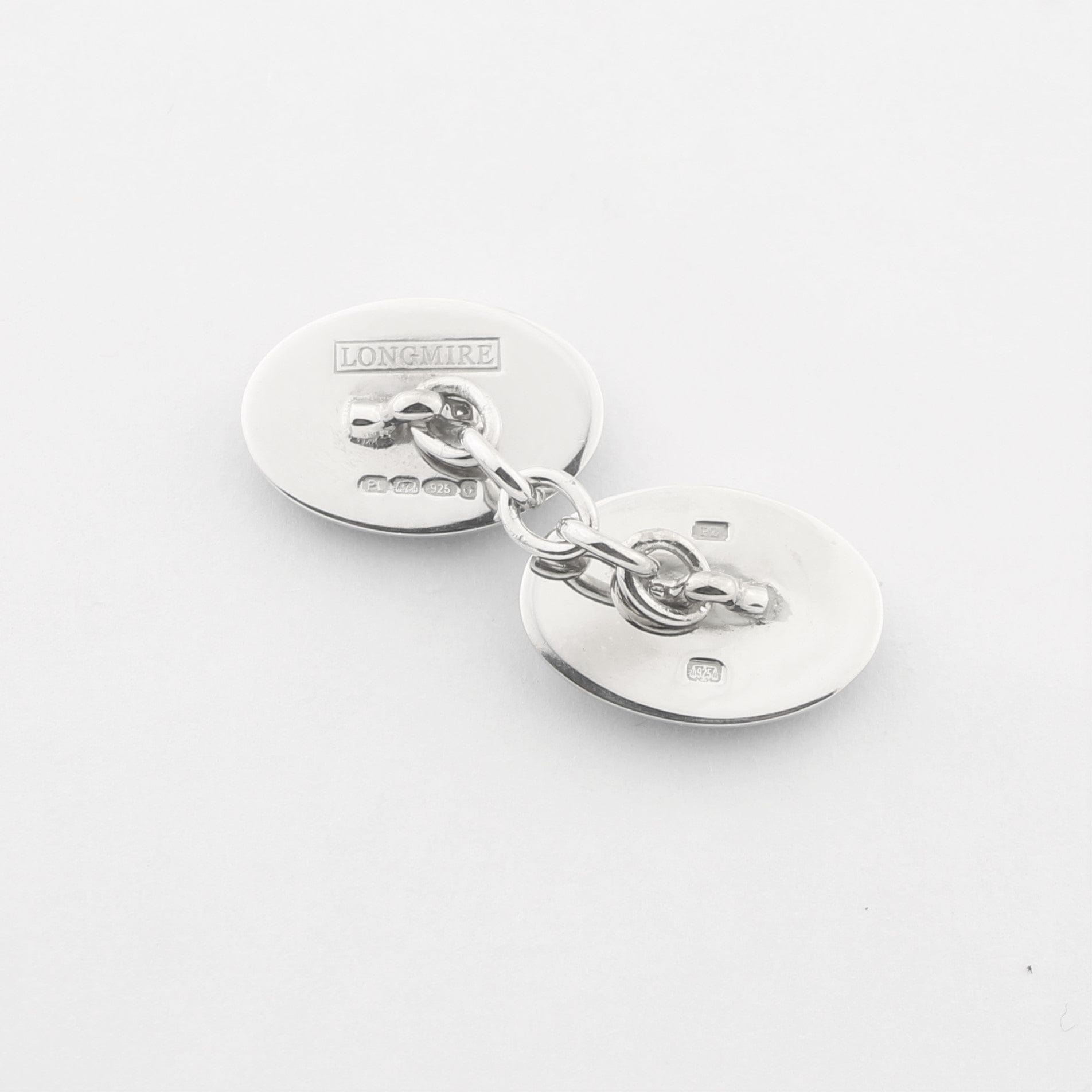 Longmire Sterling Silver Cufflink Double Oval Black On Black
