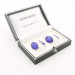 Longmire Sterling Silver Cufflink Starburst Blue Enamel