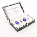Longmire Sterling Silver Cufflink Starburst Blue Enamel