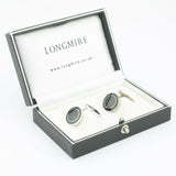 Longmire Sterling Silver Double Circle Black Chain Link Cufflinks