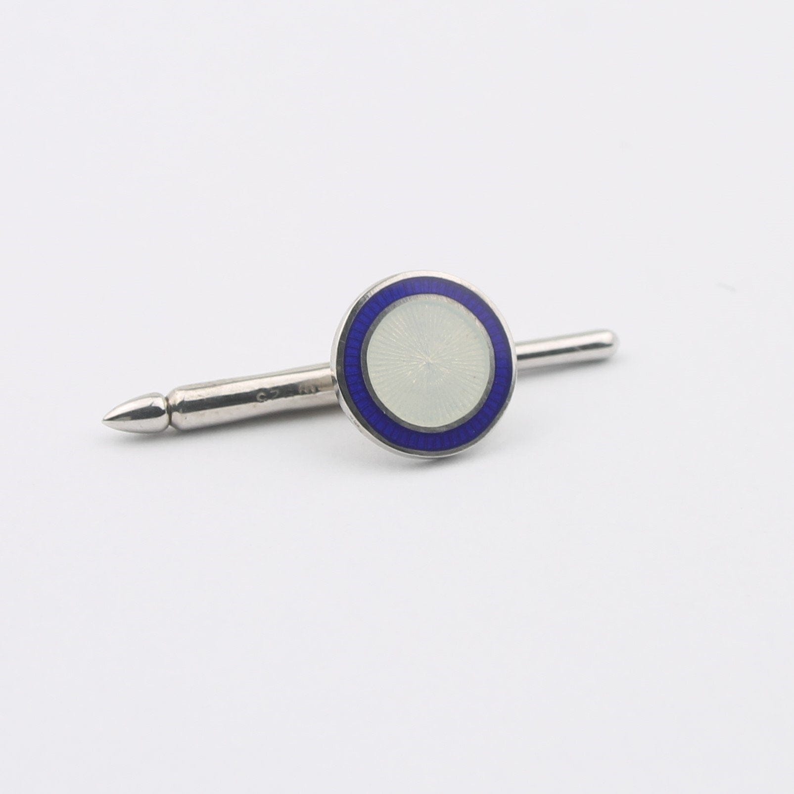Longmire Sterling Silver Dress Studs Double Circle Blue & White Enamel (Set of Four)