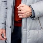 Loro Piana Storm System Wool & Silk Mante Coat In Grey With Navy Lining