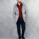 Loro Piana Storm System Wool & Silk Mante Coat In Grey With Navy Lining