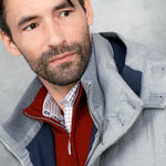 Loro Piana Storm System Wool & Silk Mante Coat In Grey With Navy Lining