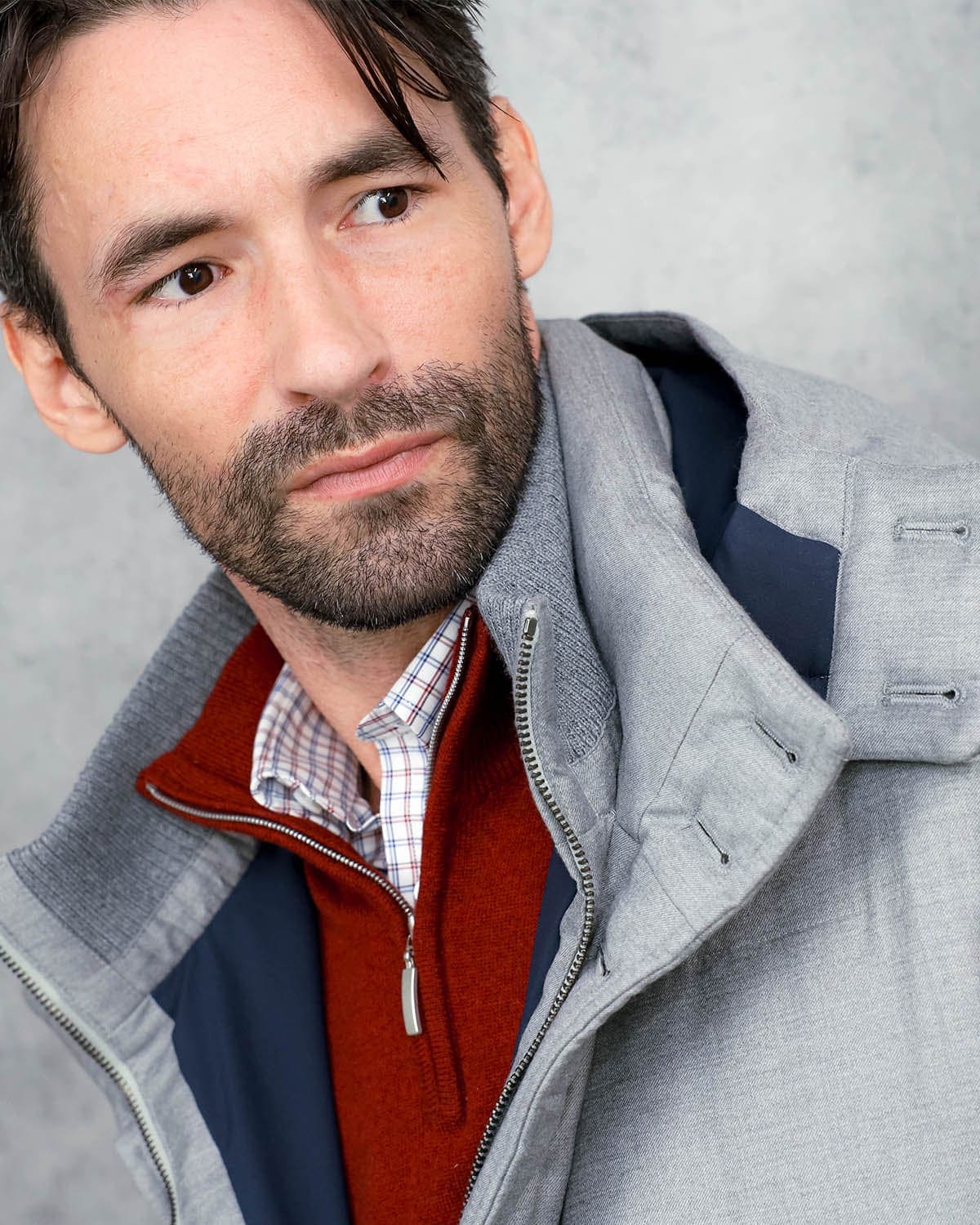 Loro Piana Storm System Wool & Silk Mante Coat In Grey With Navy Lining