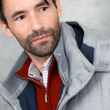 Loro Piana Storm System Wool & Silk Mante Coat In Grey With Navy Lining