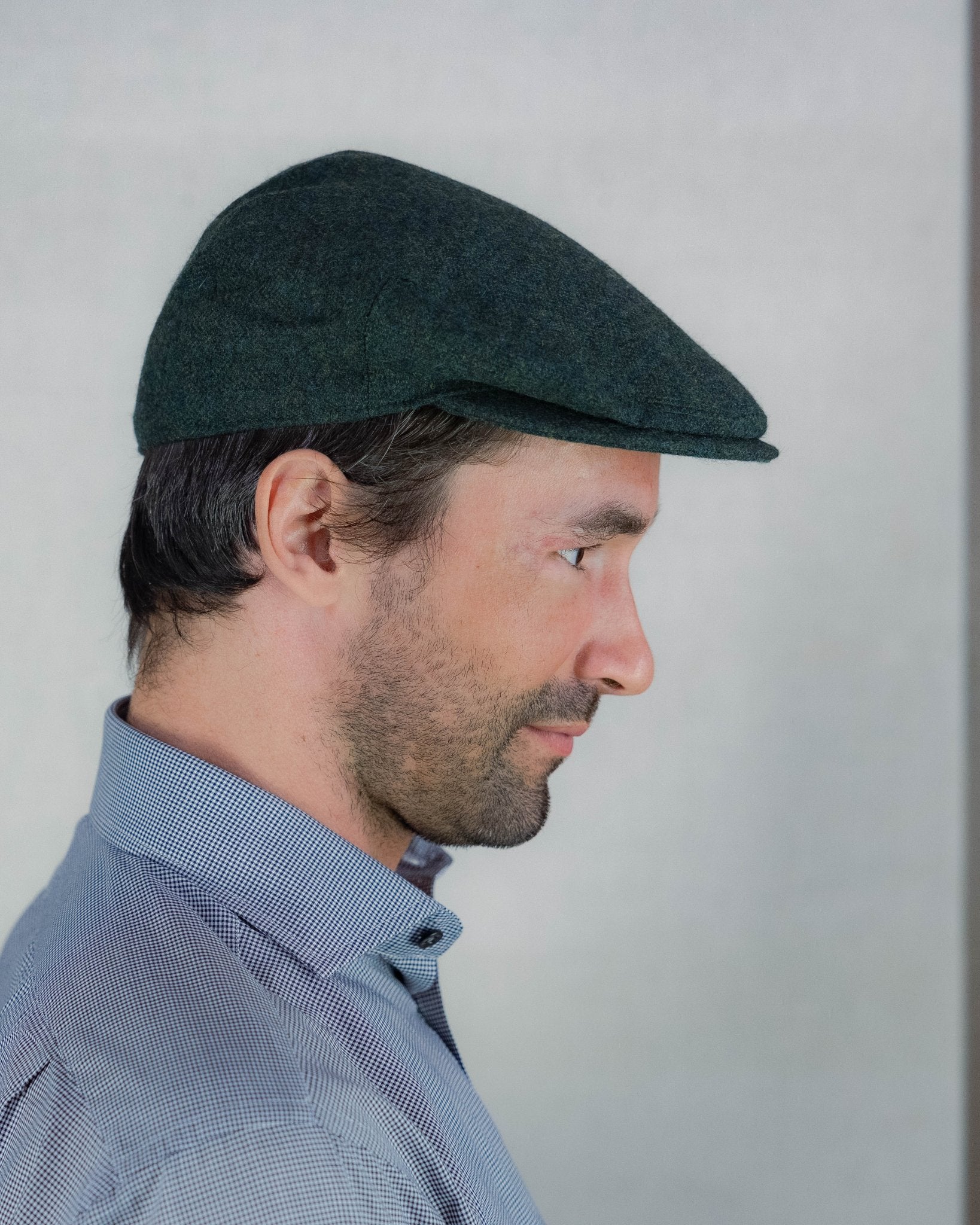 Mallard & Evergreen Herringbone Wool Made In England Flat Cap