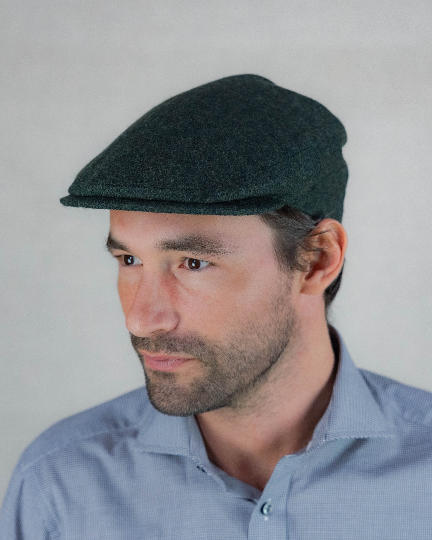 Mallard & Evergreen Herringbone Wool Made In England Flat Cap