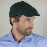 Mallard & Evergreen Herringbone Wool Made In England Gatsby Cap