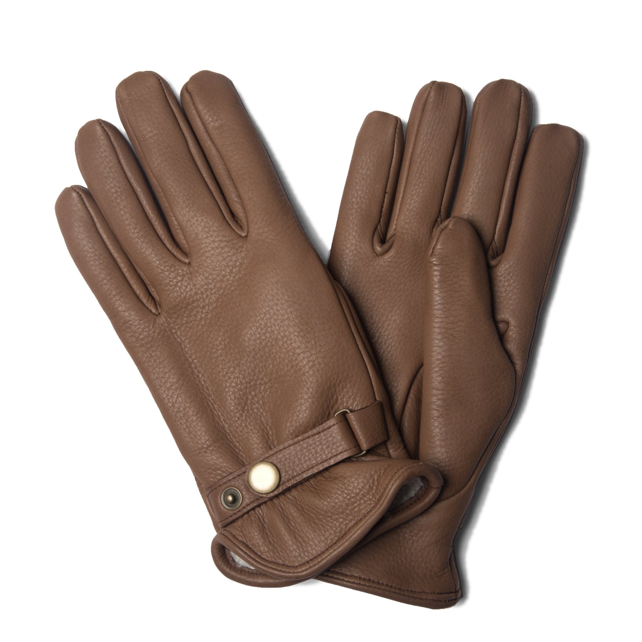 Mink Brown Leather Gloves with Sheepskin Lining