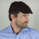 Mocha Brown Herringbone Wool Made In England Gatsby Cap