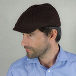 Mocha Brown Herringbone Wool Made In England Gatsby Cap