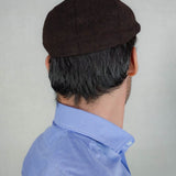 Mocha Brown Herringbone Wool Made In England Gatsby Cap