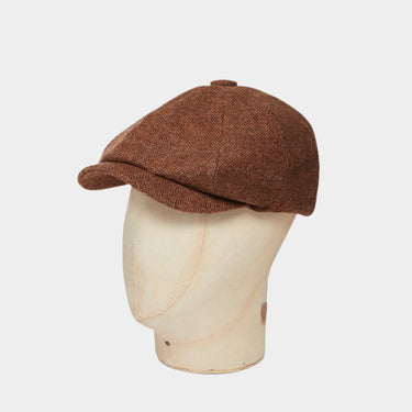 Mocha Herringbone MIE Woollen Gatsby Cap
