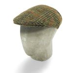 Moss Green, Red, Orange & Brown Overcheck Tweed Flat Cap
