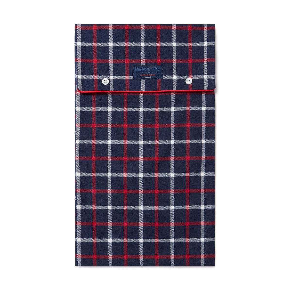 Navy, Red & White Checked Brushed Cotton Loungewear Bottoms
