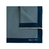 Navy Silk Handkerchief With White Squares