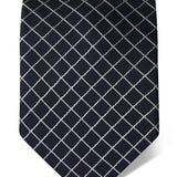 Navy Silk Tie with White Squares