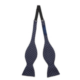Navy, Silver & Grey Chain Links Silk Handmade Bow Tie