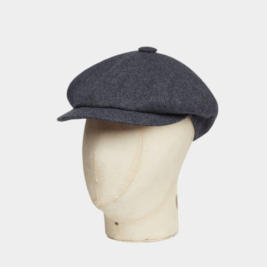 Navy Tweed Cashmere & Wool Gatsby Cap