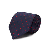 Navy With Bright Red Medium Spot Woven Silk Tie