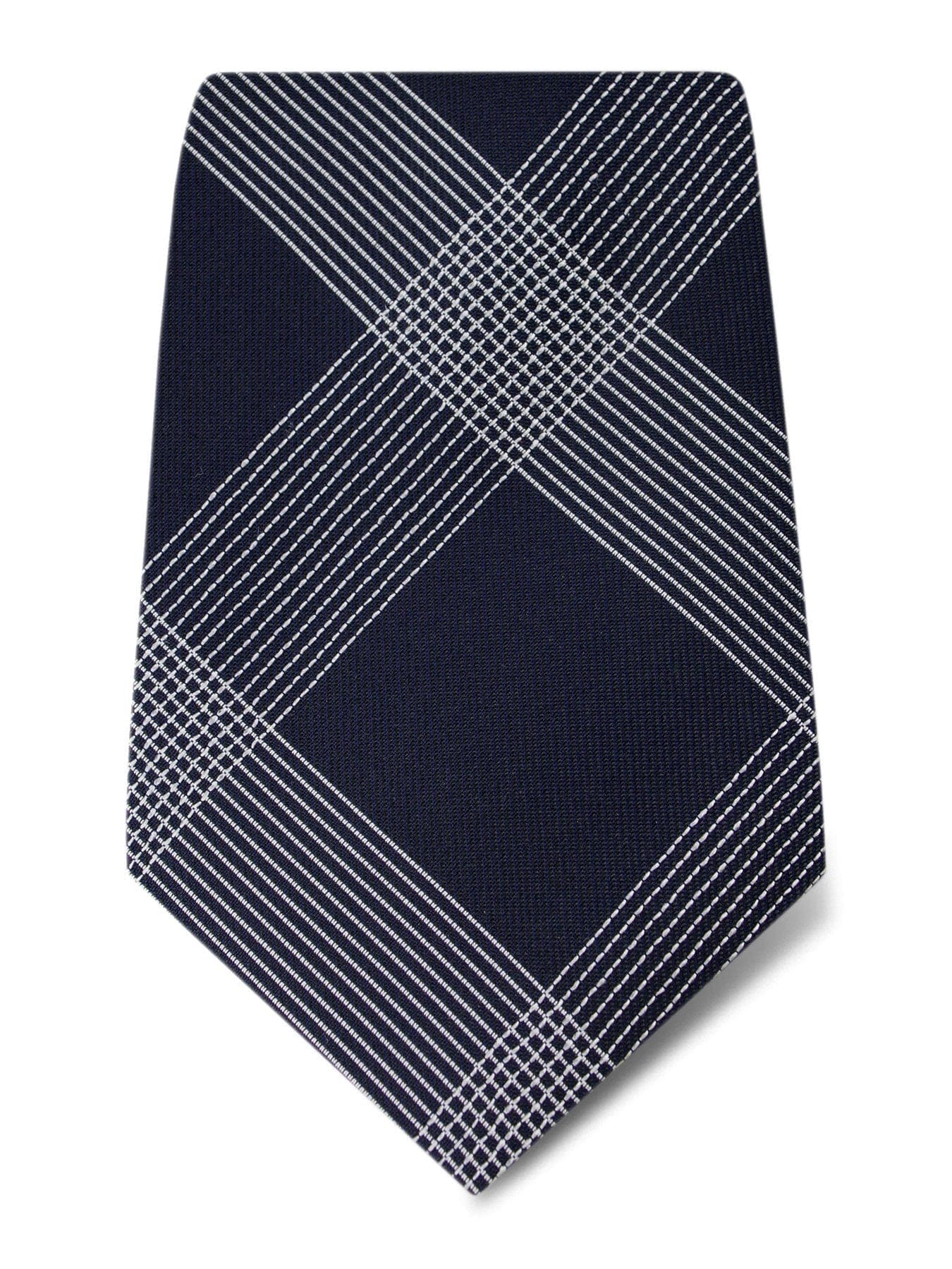 Navy with White Check Woven Silk Tie