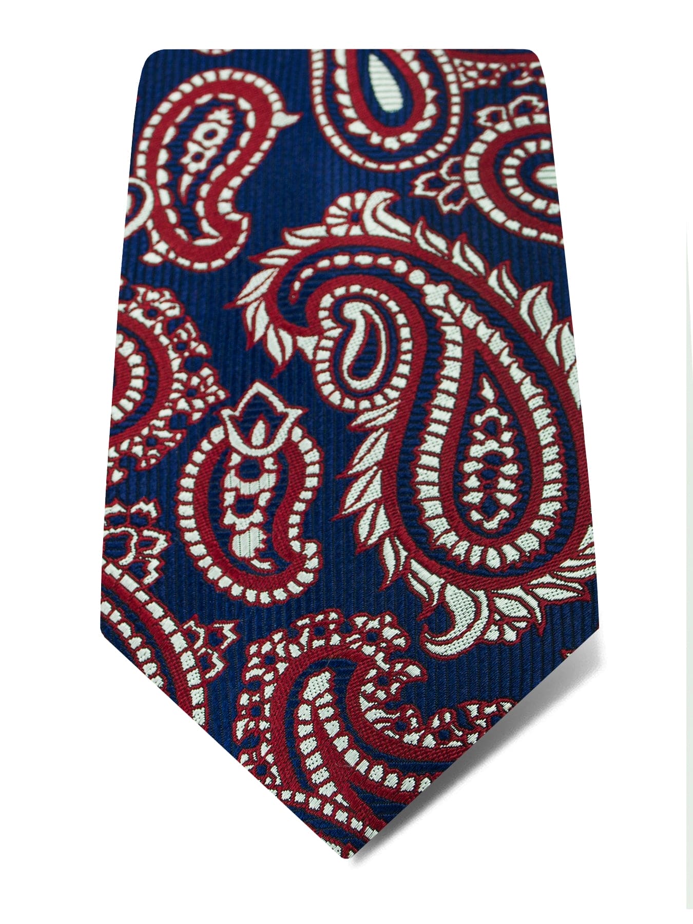 Navy With White & Wine Paisley Woven Silk Tie