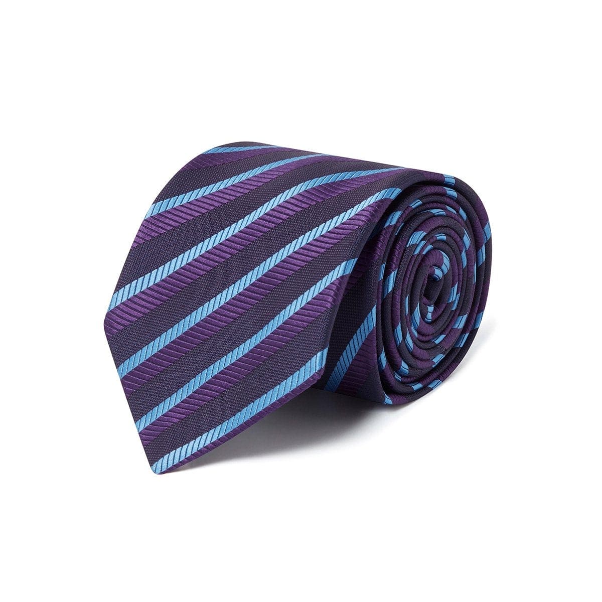 Navy Woven Silk Tie With Blue & Purple Stripe