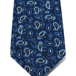 Navy Woven Silk Tie with Royal Blue & White Paisley