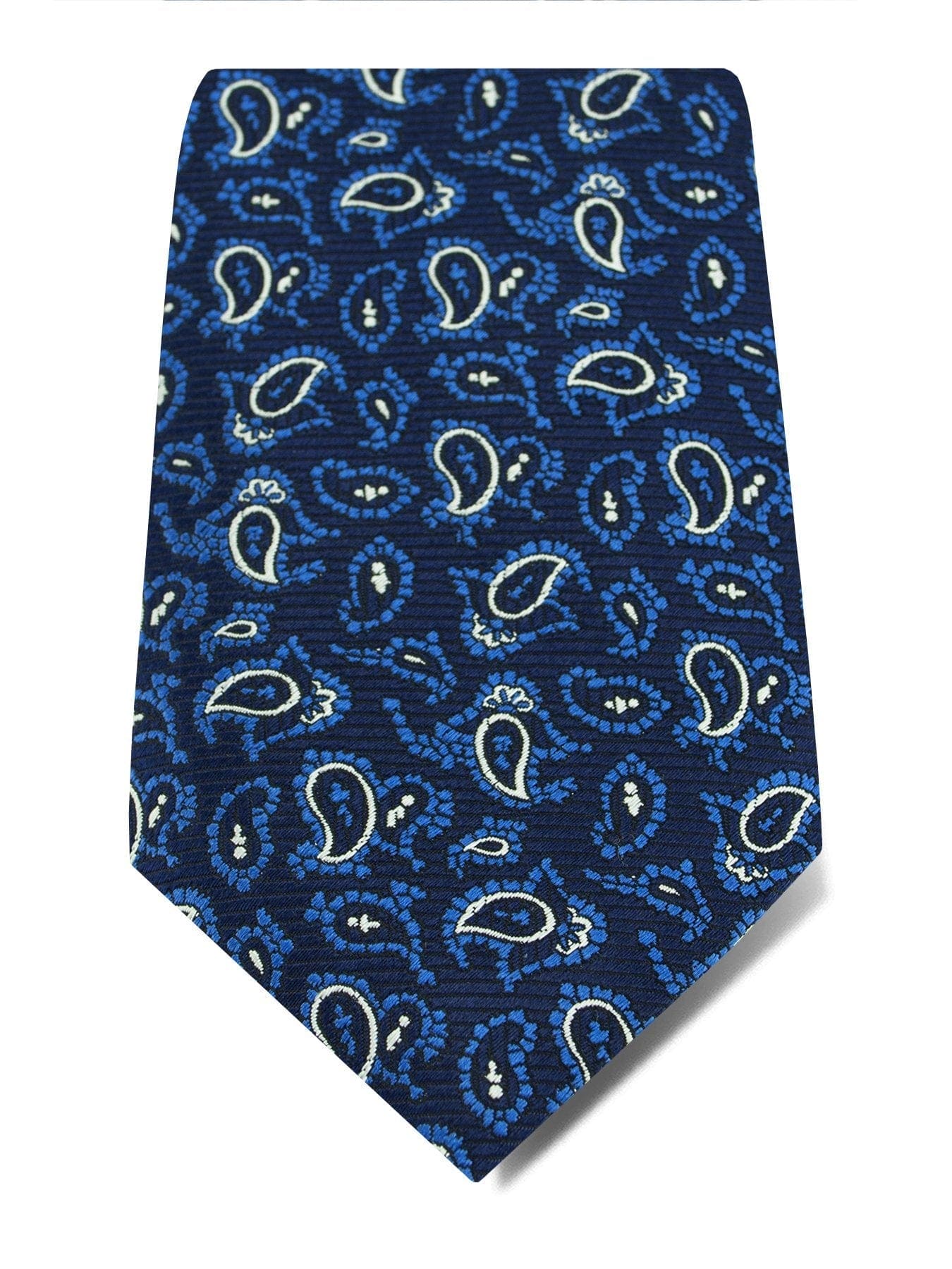 Navy Woven Silk Tie with Royal Blue & White Paisley
