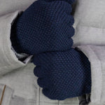 Nero Navy Moss Stitch 100% Cashmere Gloves