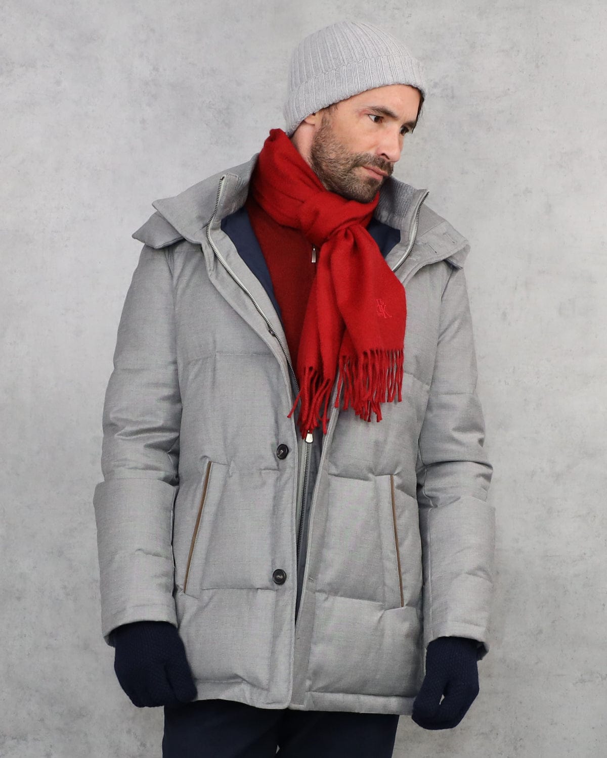 Nero Navy Moss Stitch 100% Cashmere Gloves