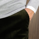 Olive Cotton Fine Corduroy Trousers