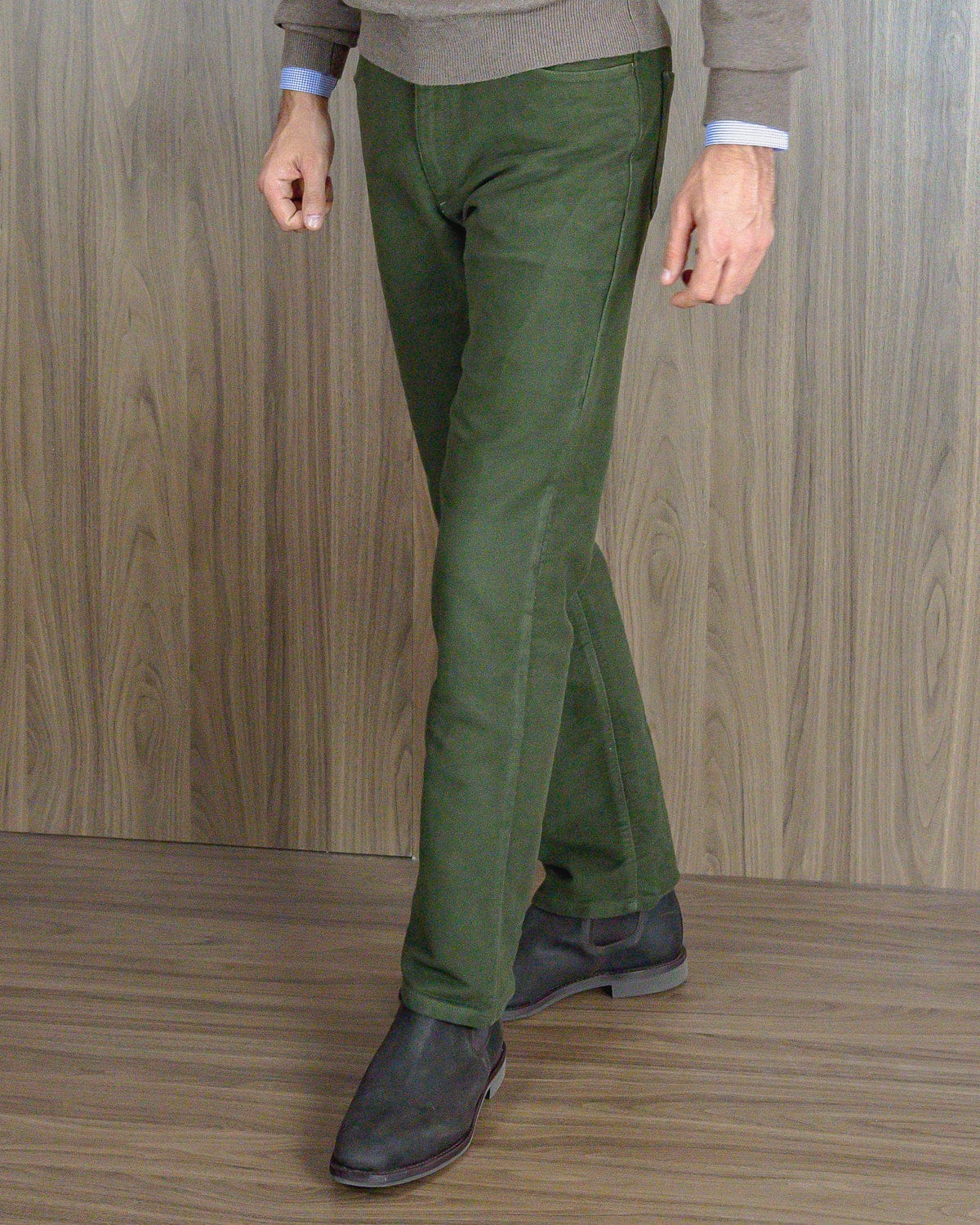 Olive Cotton Jeans