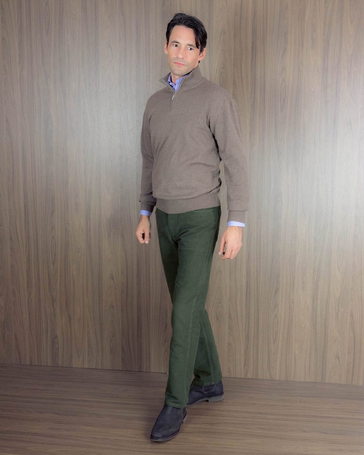 Olive Cotton Jeans