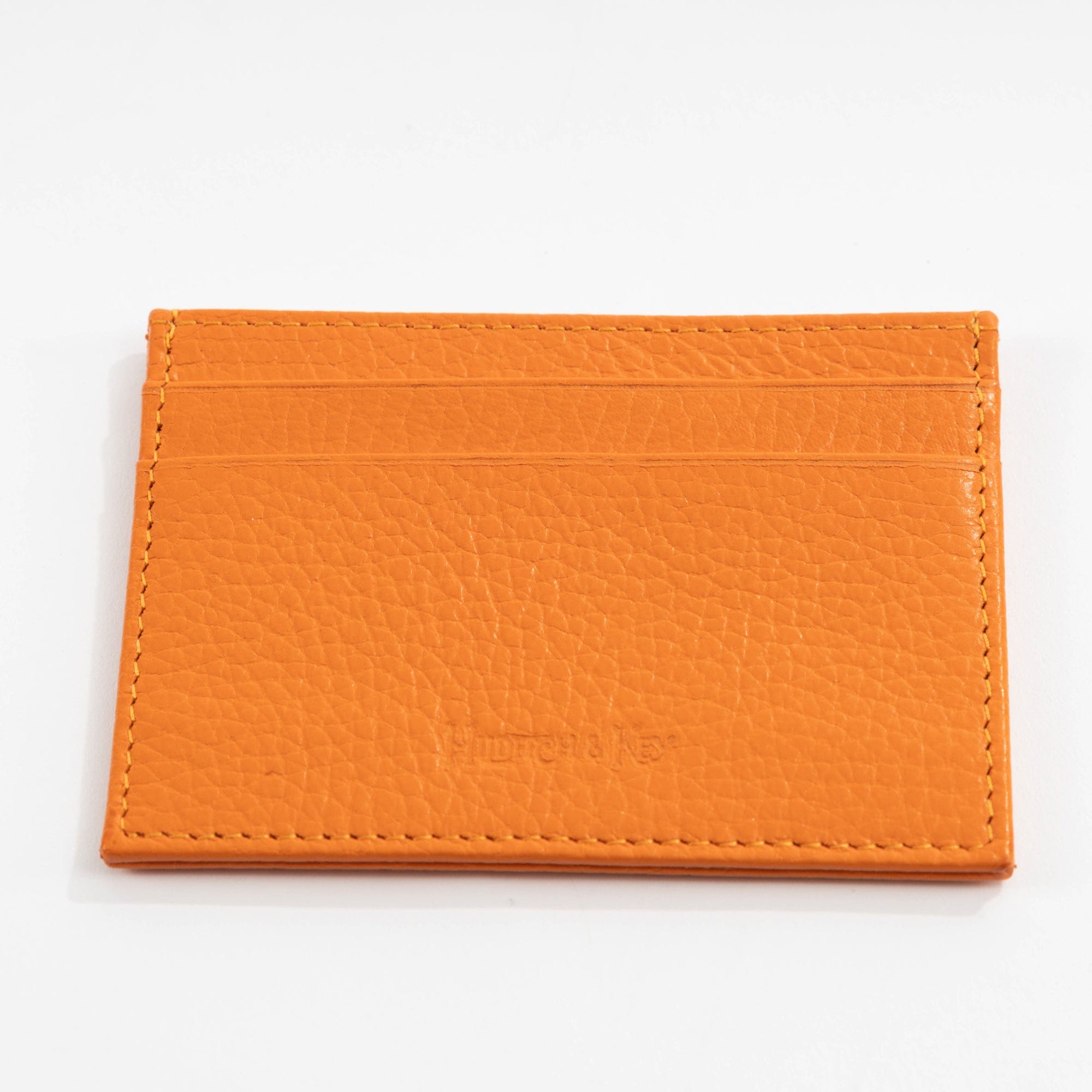 Orange Calf Leather Single Sided Card Holder