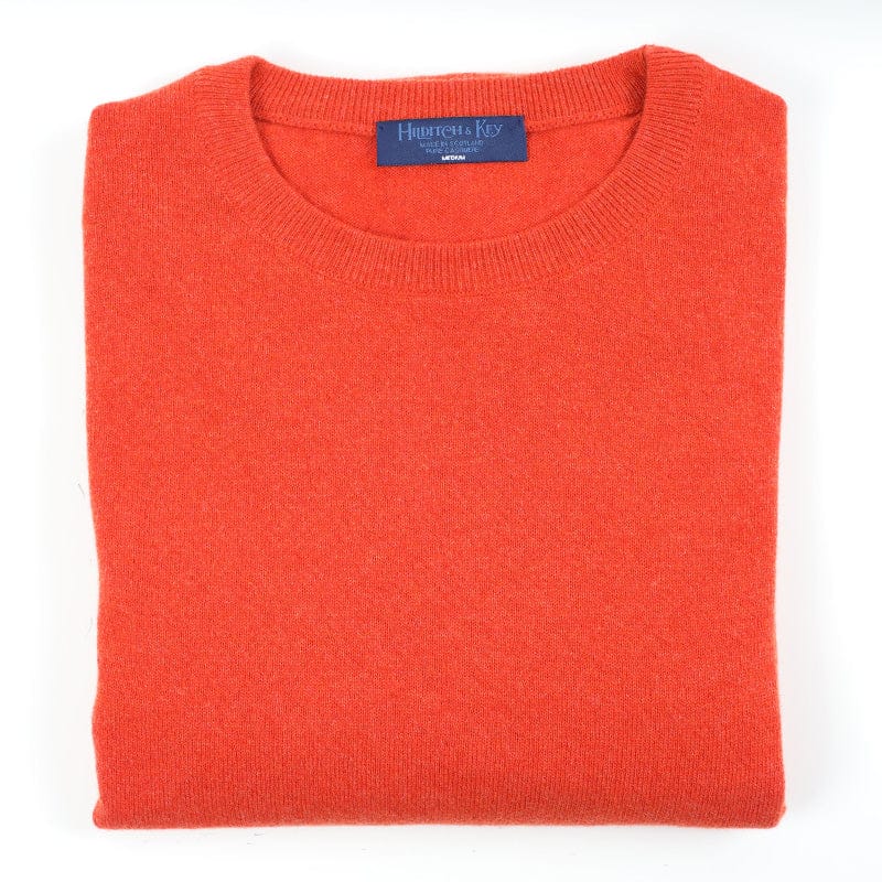 Orange Crew Neck Cashmere Sweater