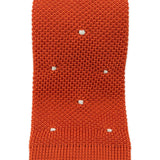 Orange Knitted Silk Tie with White Spots