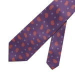 Orange Paisley Bean & Blue & Orange Flowers Printed Silk Tie