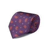 Orange Paisley Bean & Blue & Orange Flowers Printed Silk Tie
