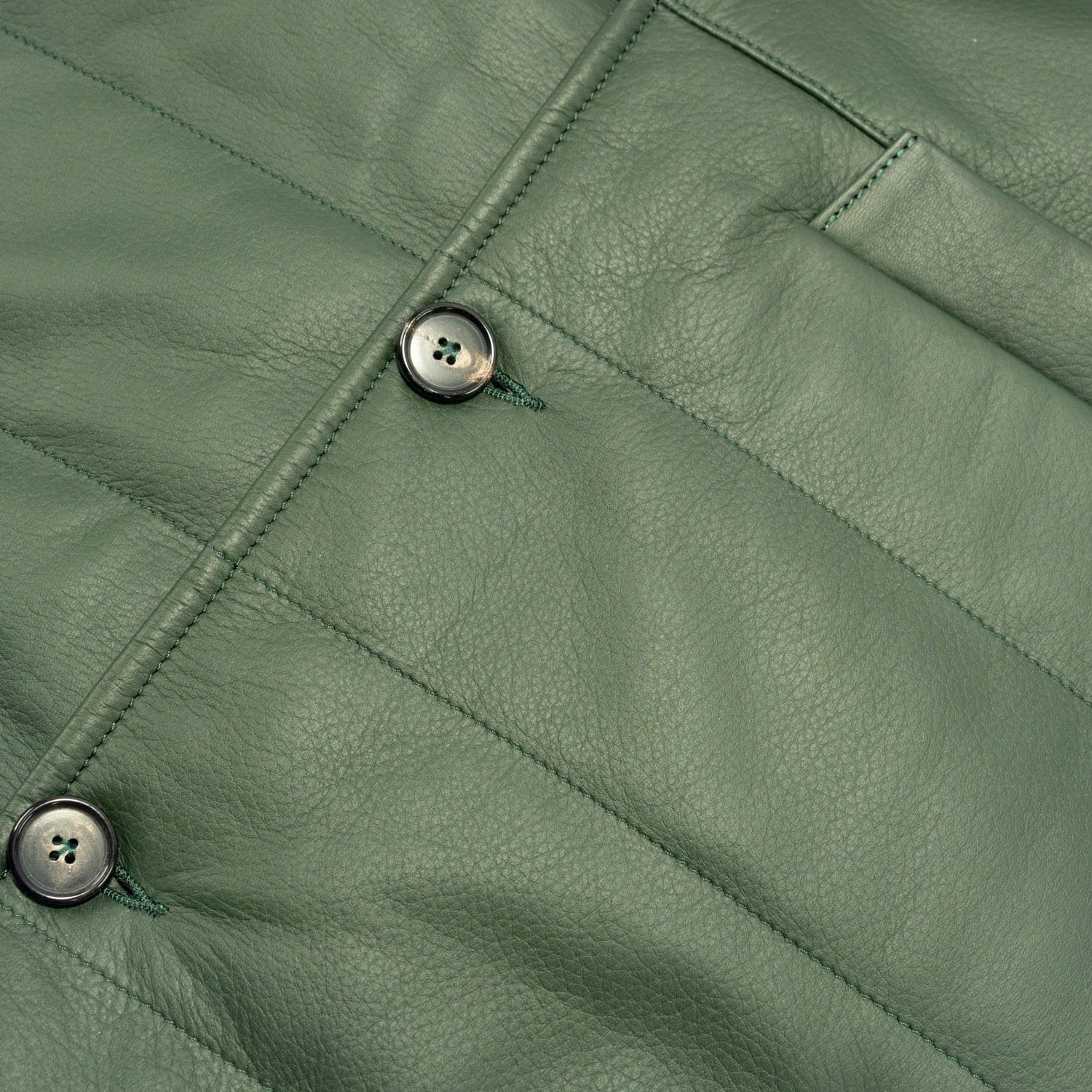 Petrol Leather Button-Up Gilet